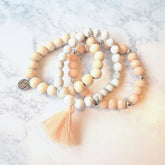 Peach Sands Wood Howlite and Crystal Beaded Bracelet Set